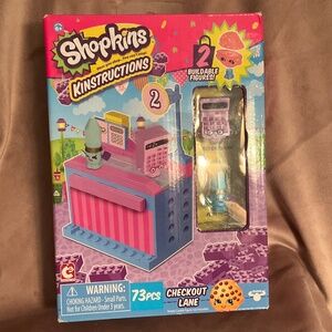 New Shopkins Kinstructions - Check Out Lane - 73 pcs Set -  Calculator & Pencil